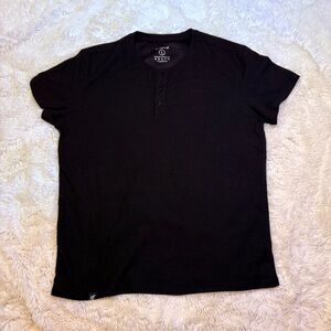 Jed North Black Short Sleeve Henley Tee waffle knit standard fit large